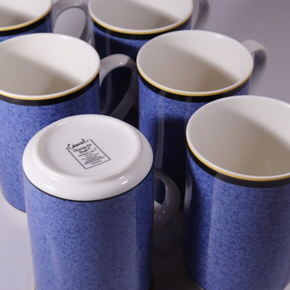 Victoria & Beale Casual Primary Mix 9049 Tall Coffee Mugs Blue Speckled Set of 6 - Picture 7 of 7